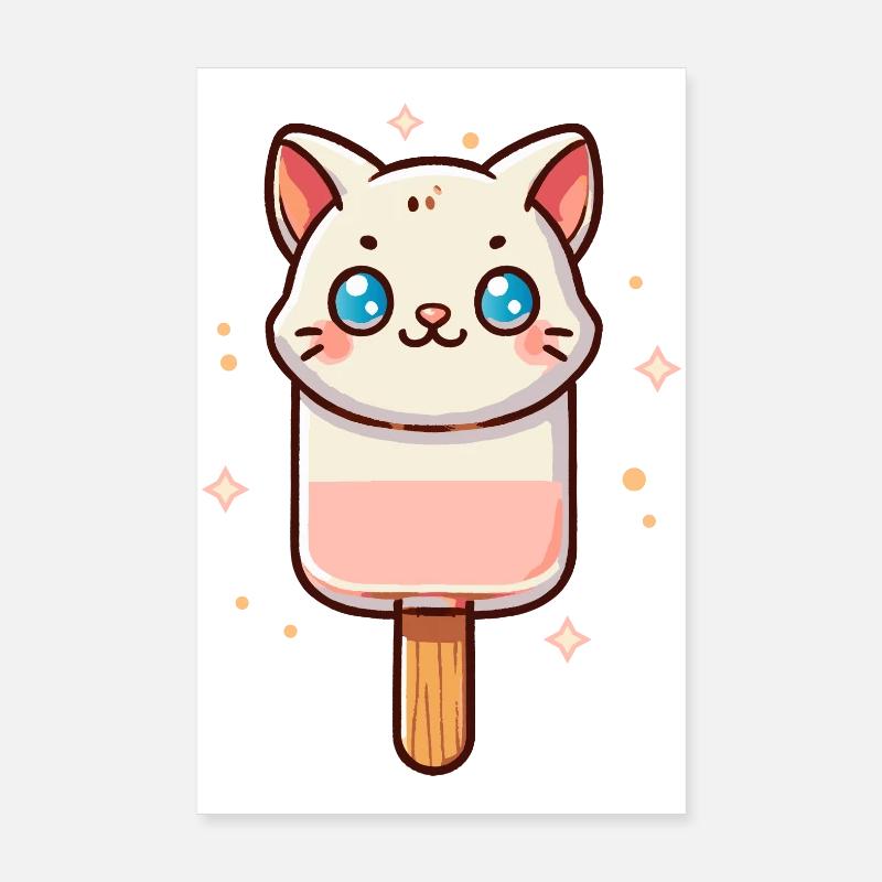 Motif de glace chat mignon pour l’été Poster 20 x 30 cm