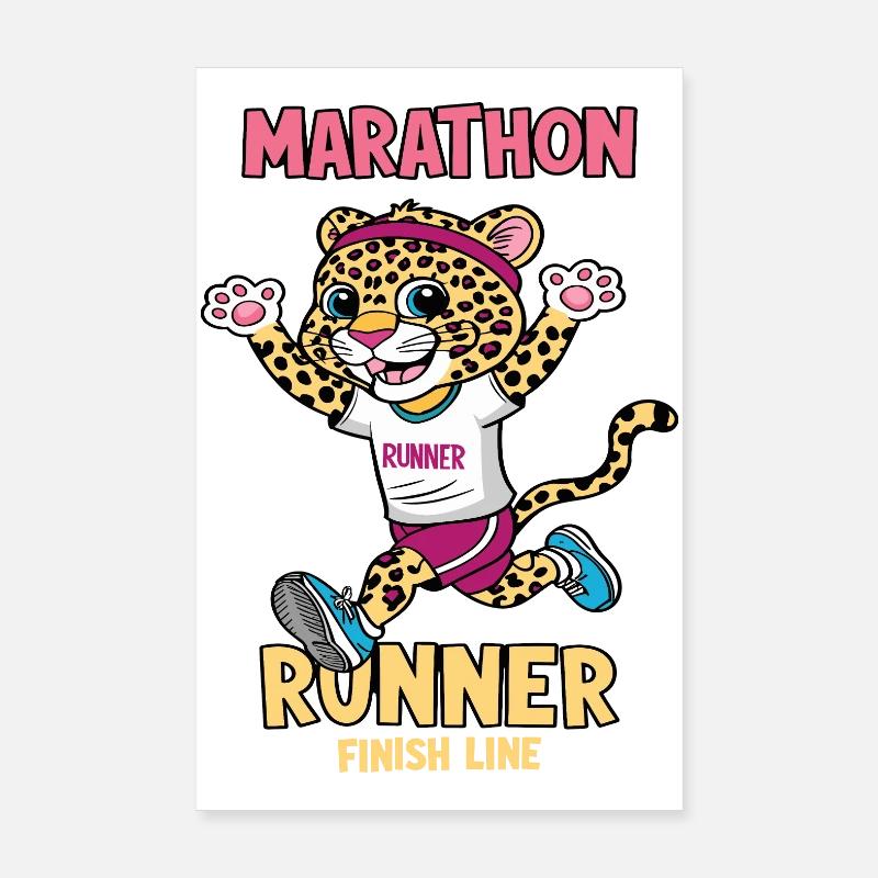 Leopard Marathon Läufer Poster 20x30 cm