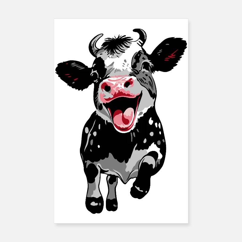 Jumping Calf - Funny Cow Calf Poster 8" x 12" (20x30 cm)