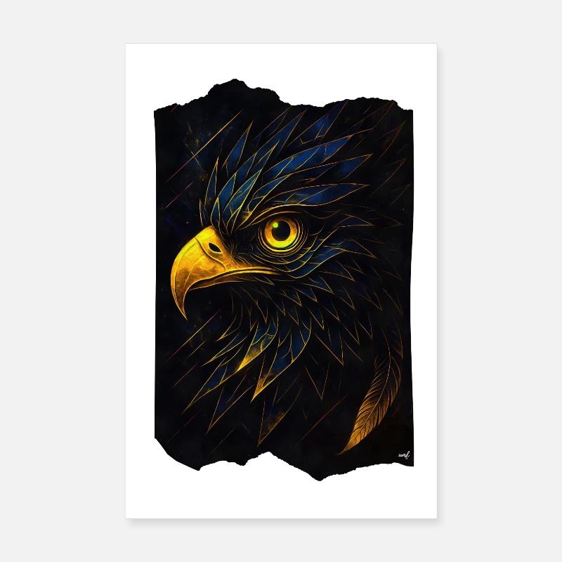 Glowing eagle's head in the dark Poster 8" x 12" (20x30 cm)