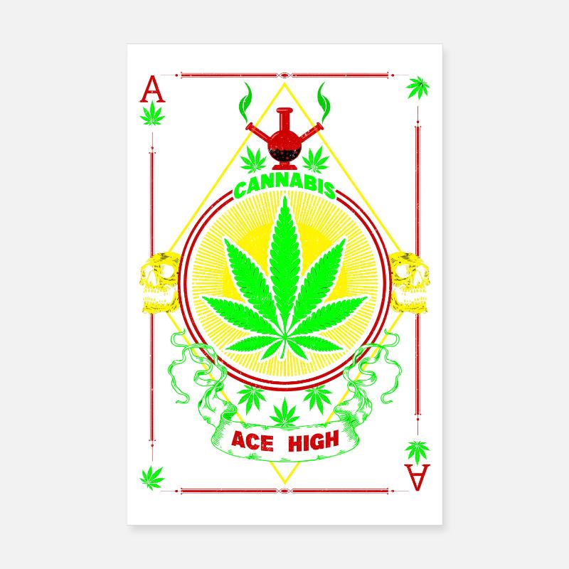 Vibrant Cannabis and Skull Emblem Poster 8" x 12" (20x30 cm)