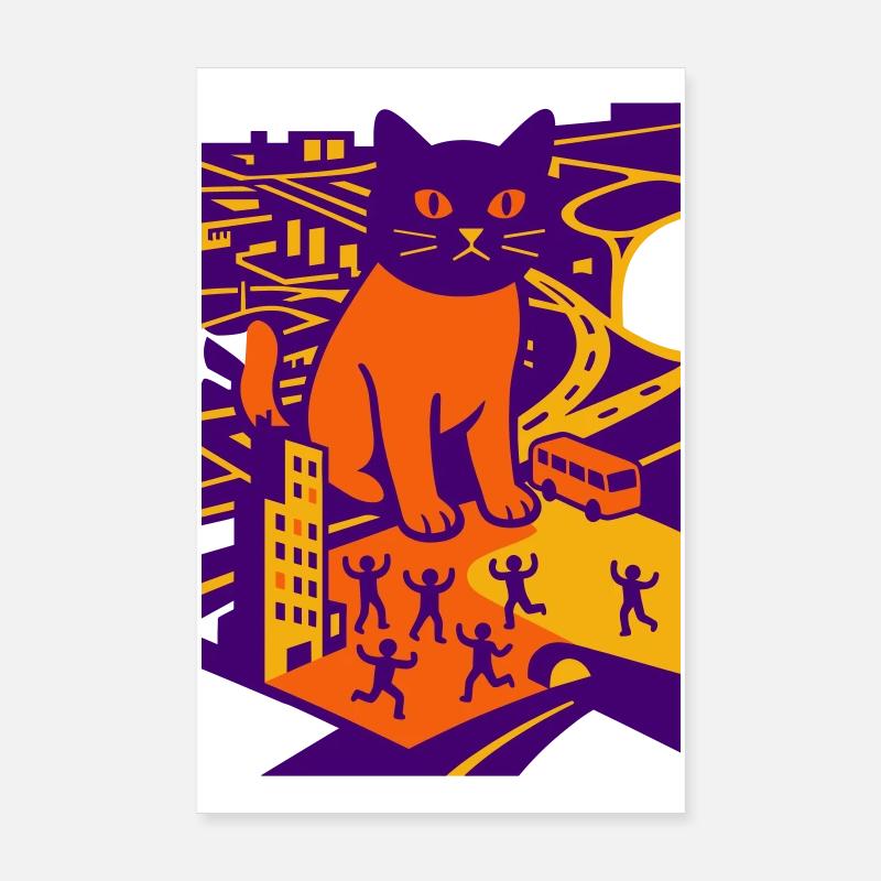 Chat géant dans la ville Poster 20 x 30 cm