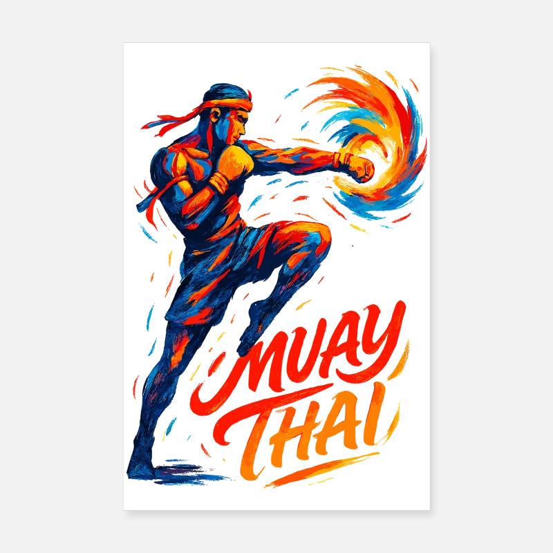 Muay Thai Boxe Kickboxing Boxer Cadeau Poster 20 x 30 cm