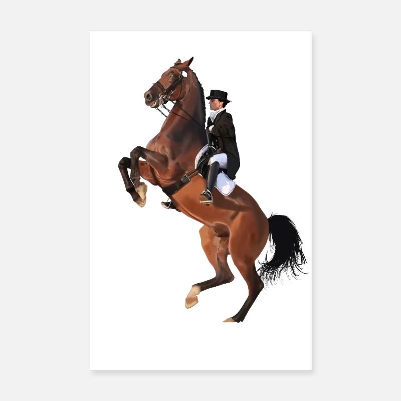Cavalier élégant sur cheval cabré Poster 20 x 30 cm