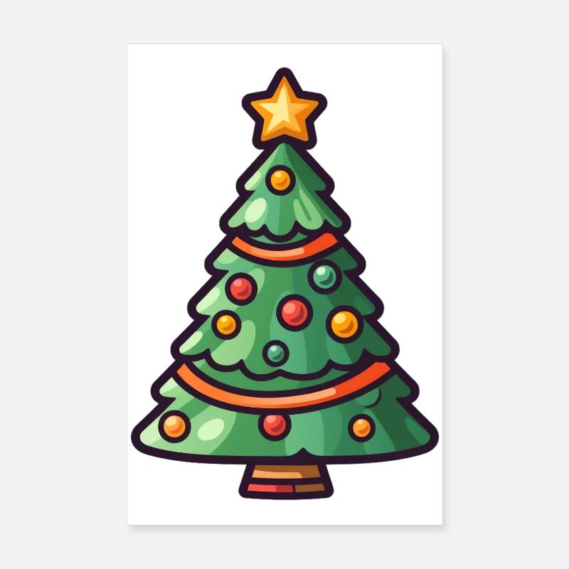 Conception de dessin animé d’arbre de Noël festif Poster 20 x 30 cm