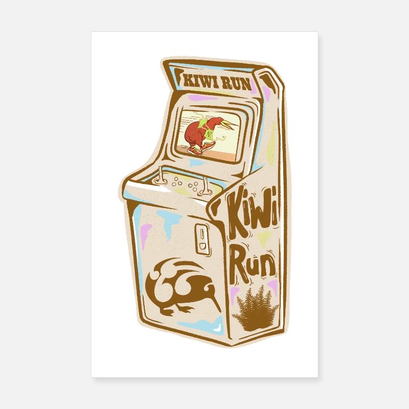 Kiwi Run Arcade Retro Poster 20x30 cm
