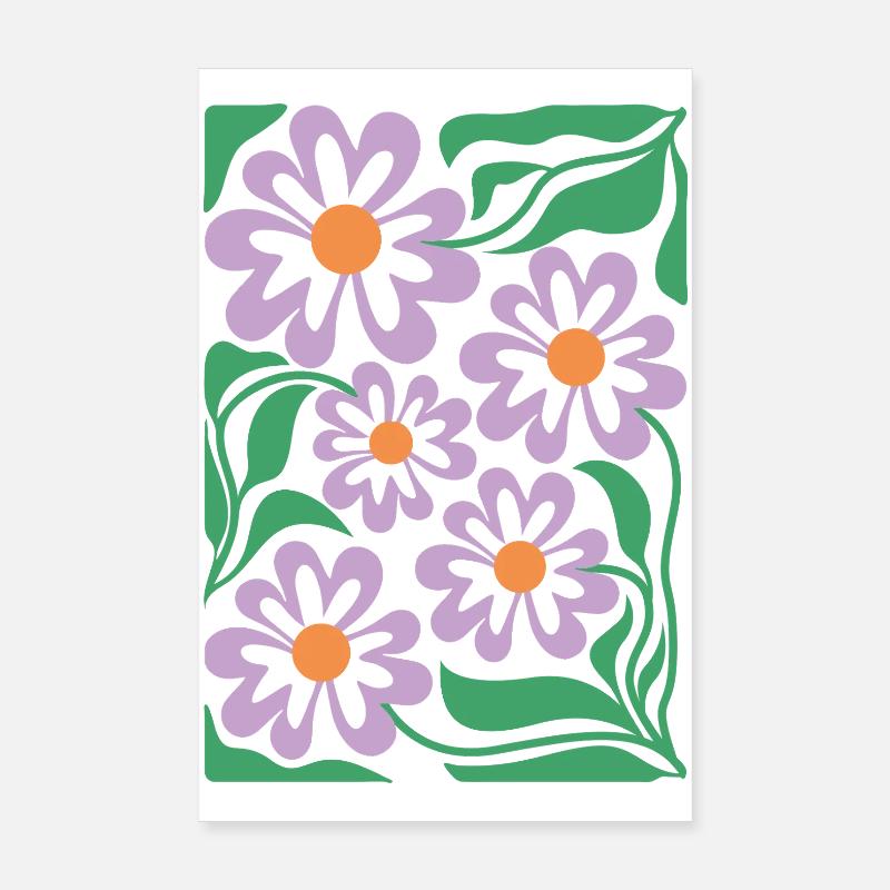 Purple Floral Pattern Boho Flora Poster 8" x 12" (20x30 cm)