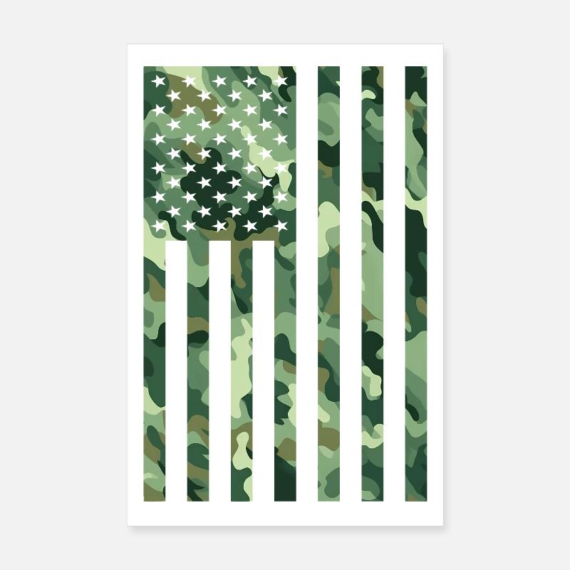 Drapeau des États-Unis Camo Camouflage Armée Militaire Poster 20 x 30 cm