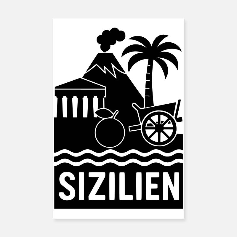 Silhouette Sicile Poster 20 x 30 cm
