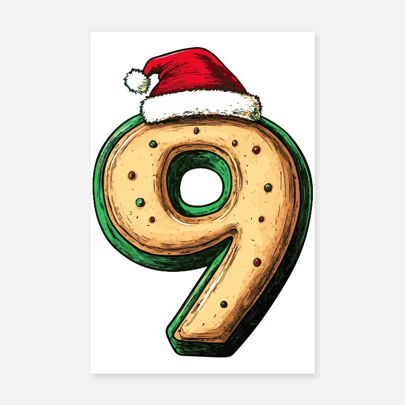 9 Number Biscuit Christmas Poster 8" x 12" (20x30 cm)