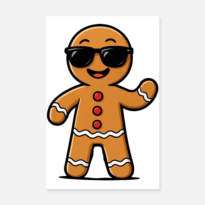 Gingerbread Mann mit Sonnenbrillen Poster 20x30 cm