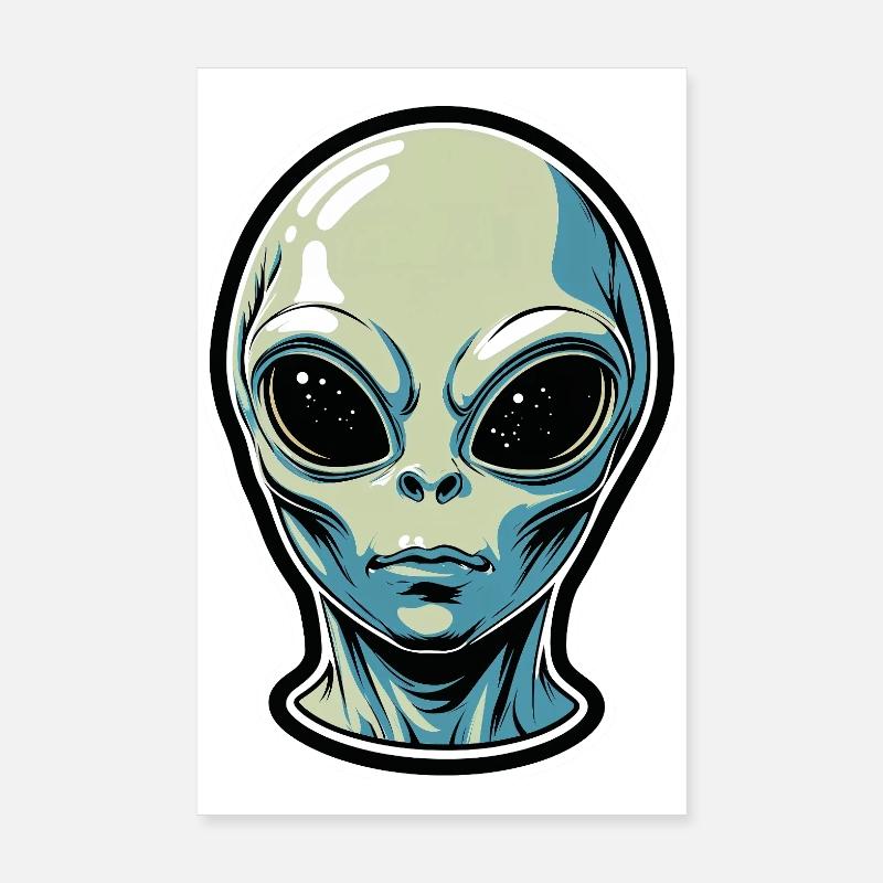 Illustration de la tête d’extraterrestre Poster 20 x 30 cm