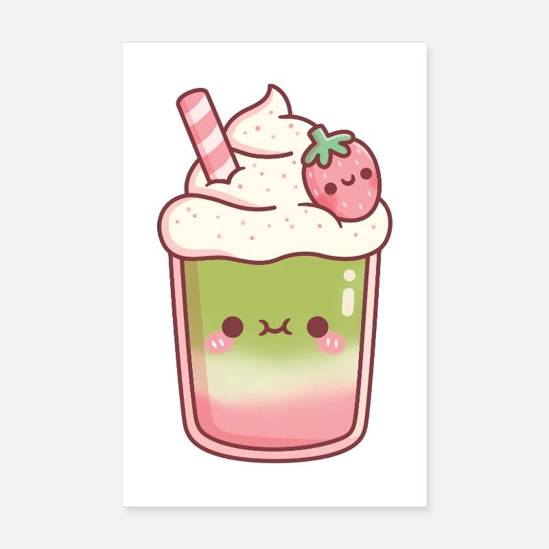 Mixa glacé et fraise latte mignon Poster 20 x 30 cm