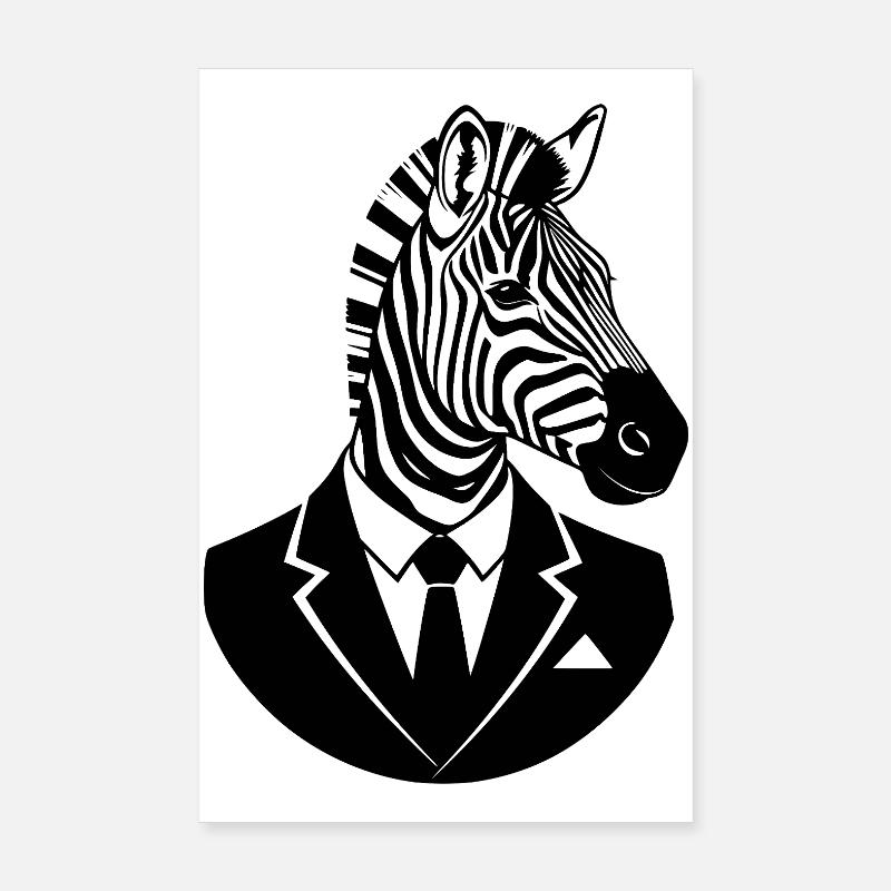 Zèbre en costume – Design élégant d’animaux Poster 20 x 30 cm