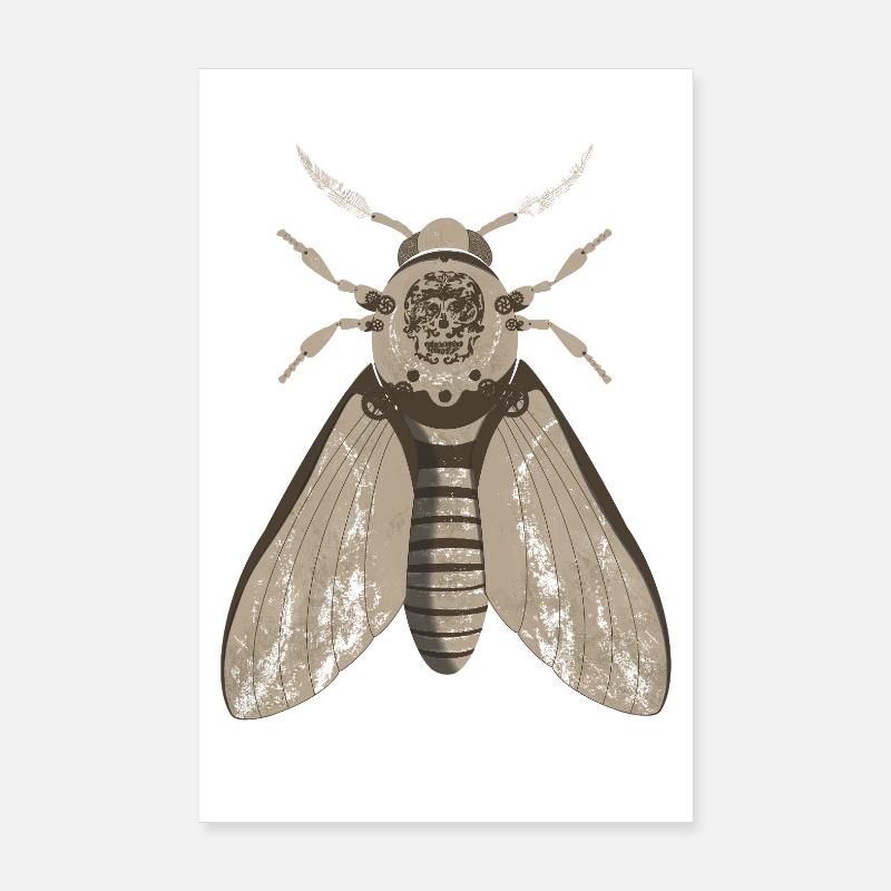 Papillon de nuit crâne dans le style steampunk Poster 20 x 30 cm