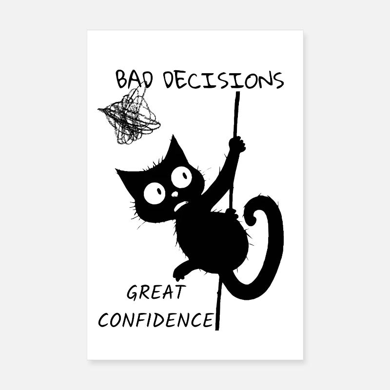 Chat noir drôle grimpe à la corde Poster 20 x 30 cm