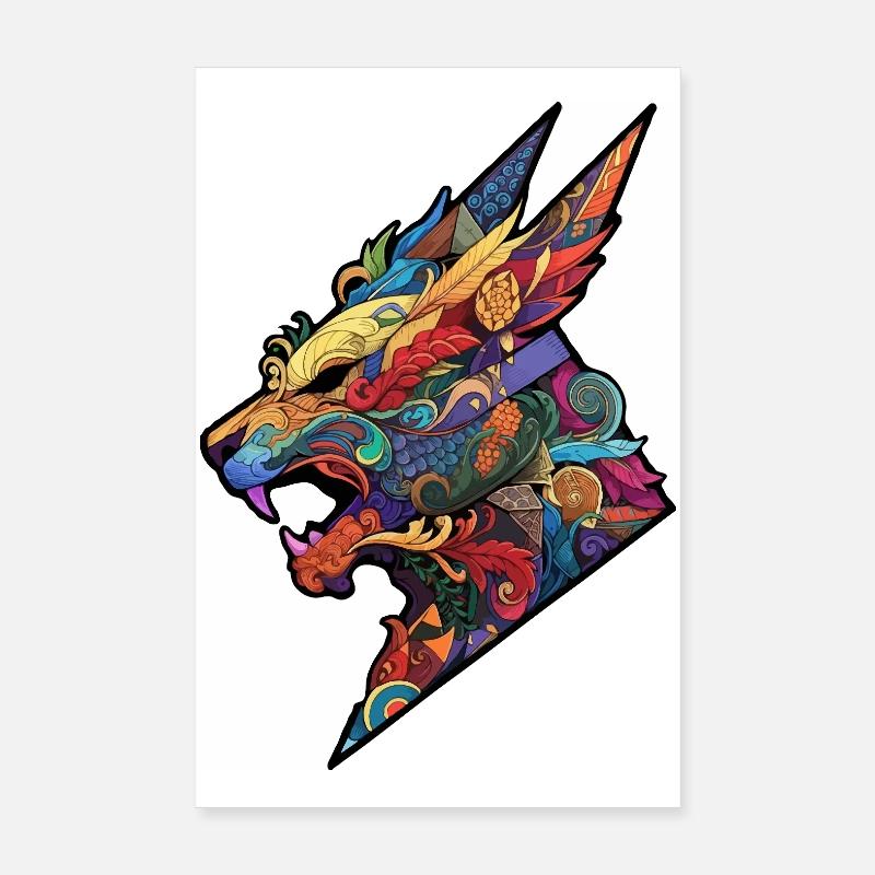 Dragon Kaléidoscopique : Feu du folklore Poster 20 x 30 cm