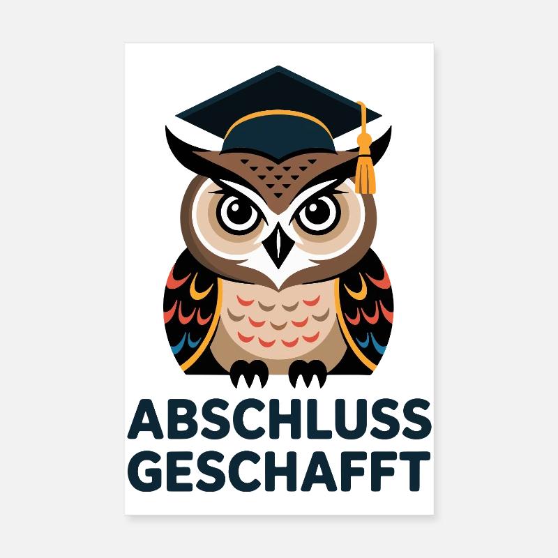 Graduation achieved learning owl Poster 8" x 12" (20x30 cm)