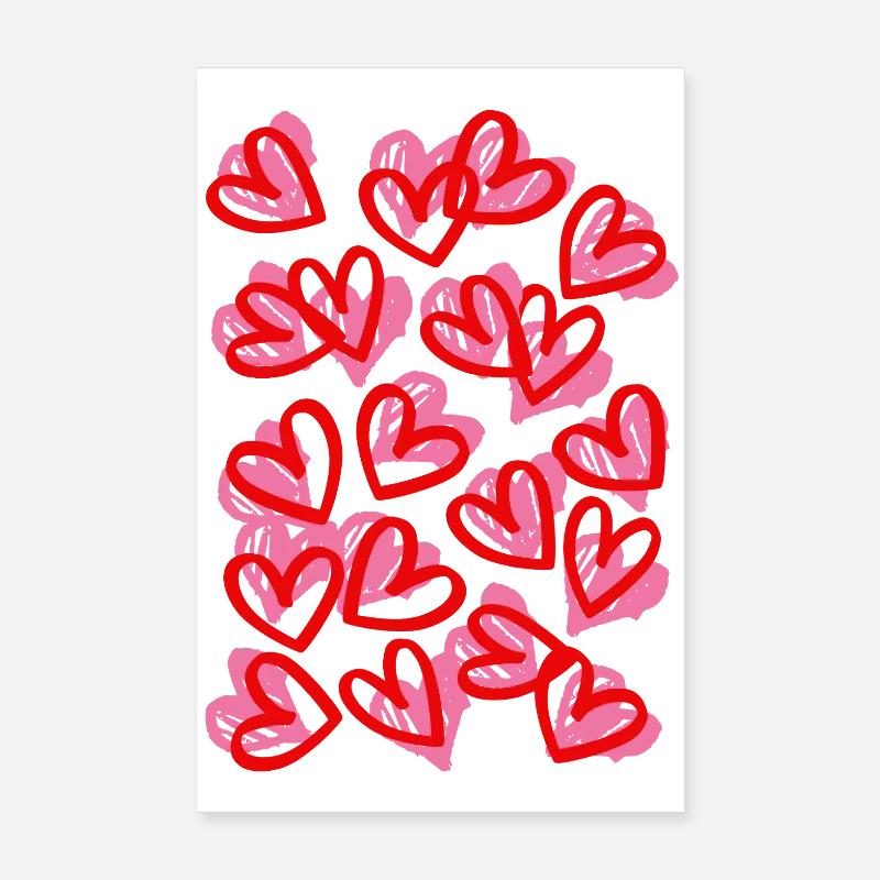 Heartfelt Doodle Hearts Pattern Poster 8" x 12" (20x30 cm)