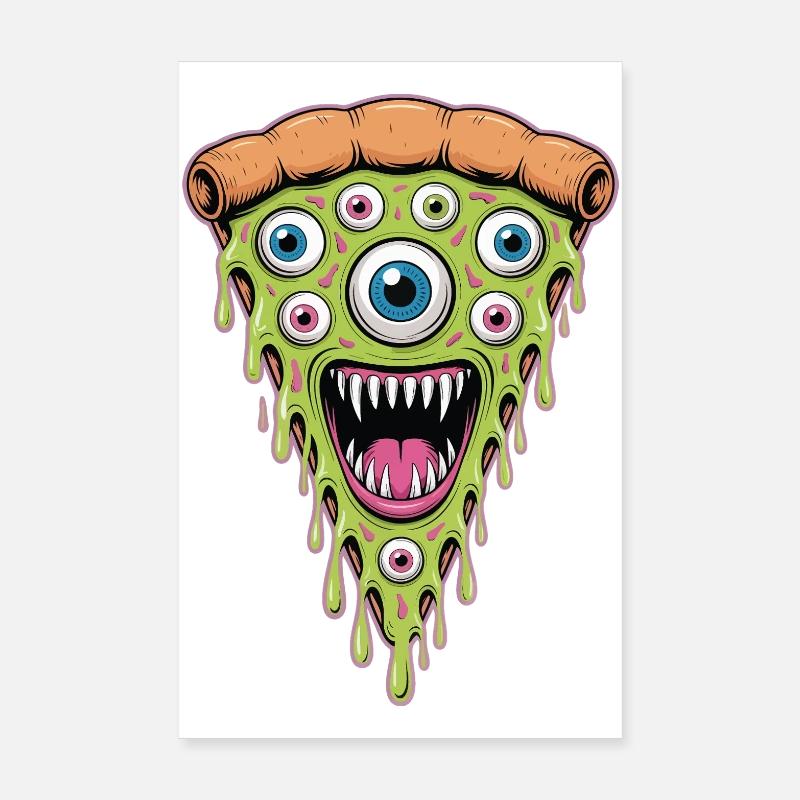 Monstre de la pizza à l’œil dégoulinant Poster 20 x 30 cm
