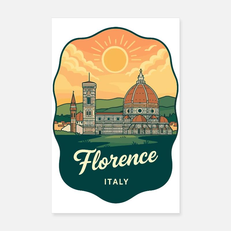 Badge de voyage rétro Sunset de Florence Duomo Poster 20 x 30 cm