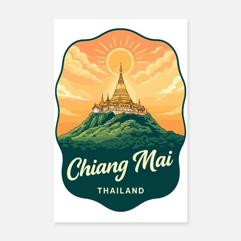 Chiang Mai Doi Suthep Retro-Reiseabzeichen Poster 20x30 cm