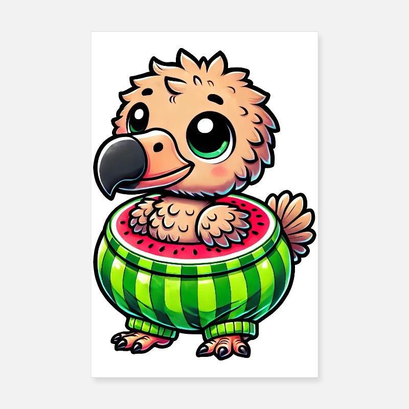 Fruit fantaisiste de pastèque dodo Poster 20 x 30 cm