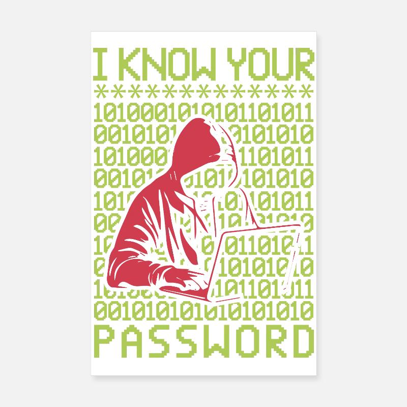 Hacker Hacking Programmer Linux Password Hacker Poster 8" x 12" (20x30 cm)