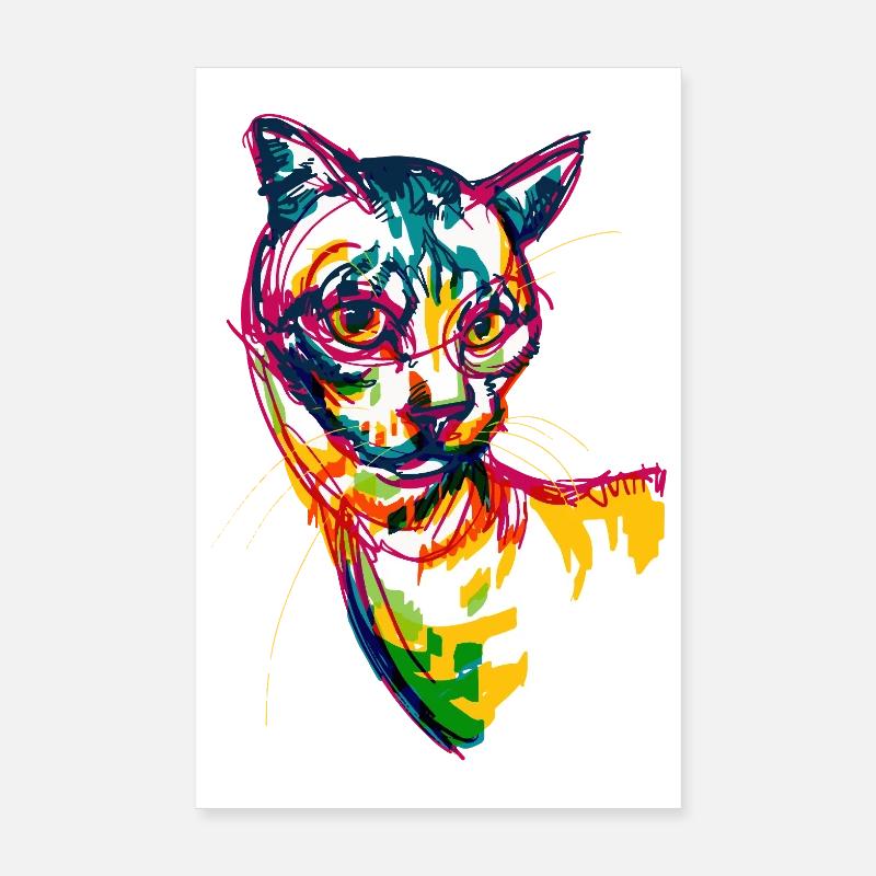 Neonkatze - Poster 20x30 cm - Weiß