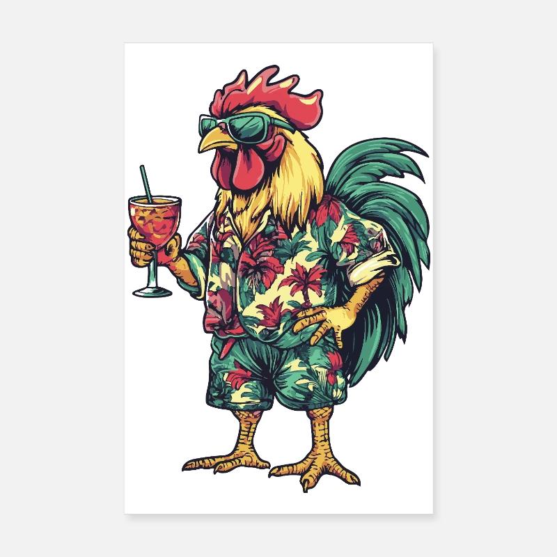 Hahn Comic Sommer Poster 20x30 cm