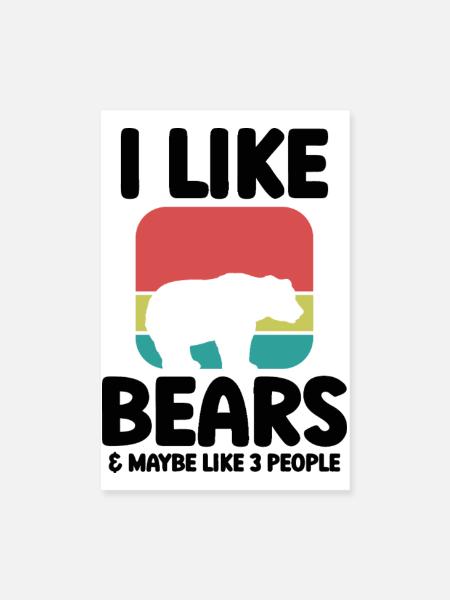 Bär Humor Retro Style - Poster 20x30 cm - Weiß - Vorne