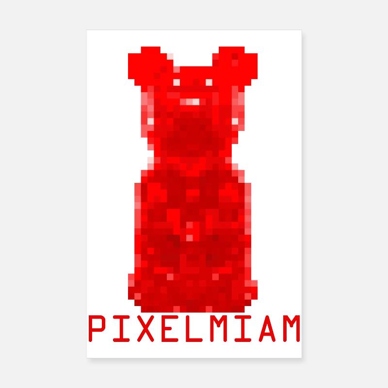 pixel nounours - Poster 20 x 30 cm - blanc