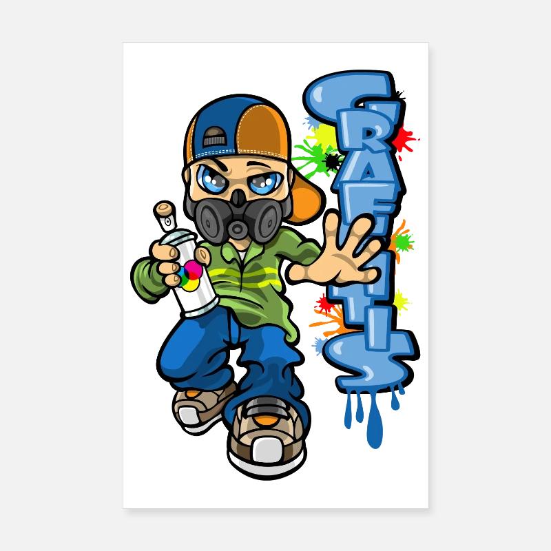 B-Boy und Graffiti - Poster 20x30 cm - Weiß