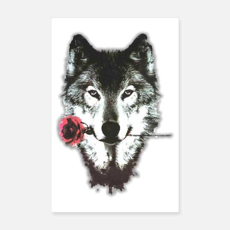 Wolf & Rose Poster 8" x 12" (20x30 cm)