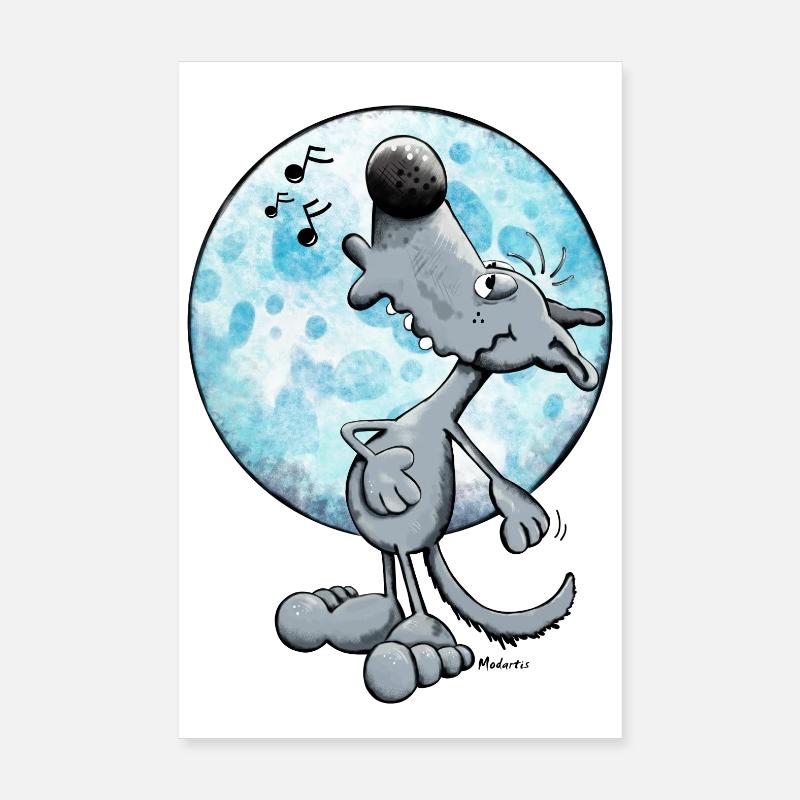 Musikalischer Wolf - Poster 20x30 cm - Weiß
