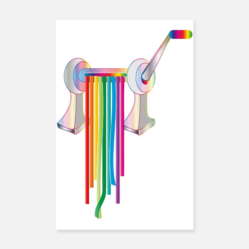 Machine à pâtes avec des pâtes colorées de style arc-en-ciel Poster 20 x 30 cm