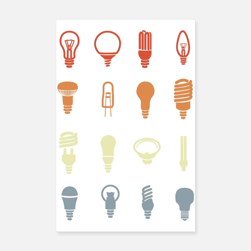 Douilles d’ampoules Poster 20 x 30 cm