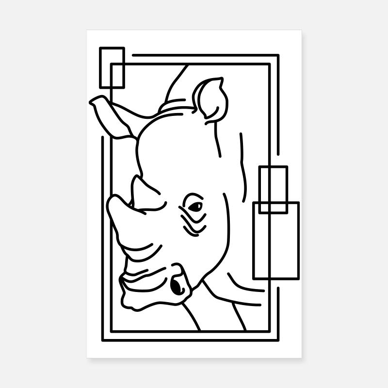 Nashorn im geometrischen Design Poster 20x30 cm