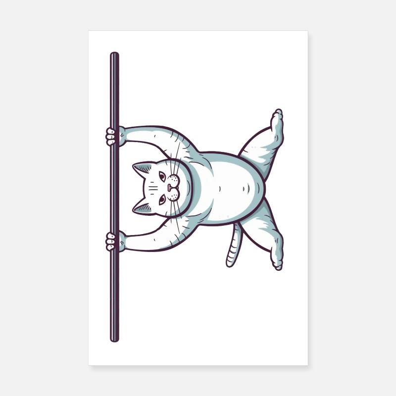 Chat comique blanc dans Iron X Poster 20 x 30 cm