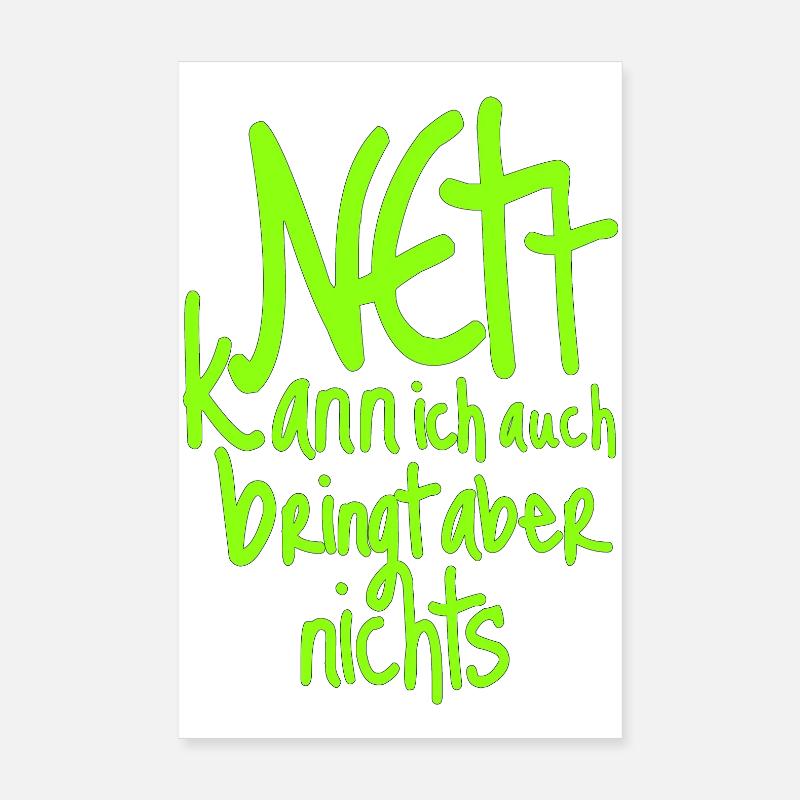 Neon Grüne Handlettering Botschaft auf Schwarz Poster 20x30 cm