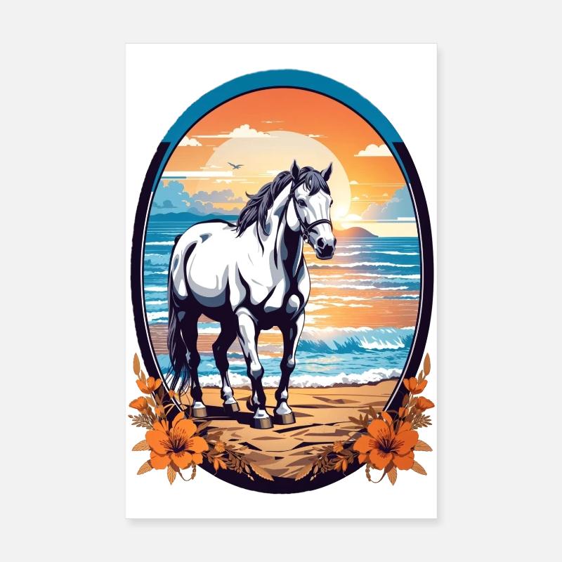 Pferd am Strand Poster 20x30 cm