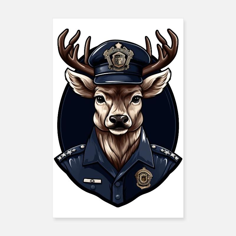 Hirsch Polizei Poster 20x30 cm