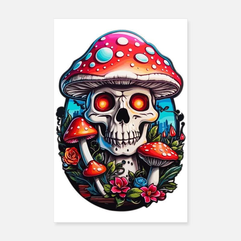 Champignon crâne Poster 20 x 30 cm