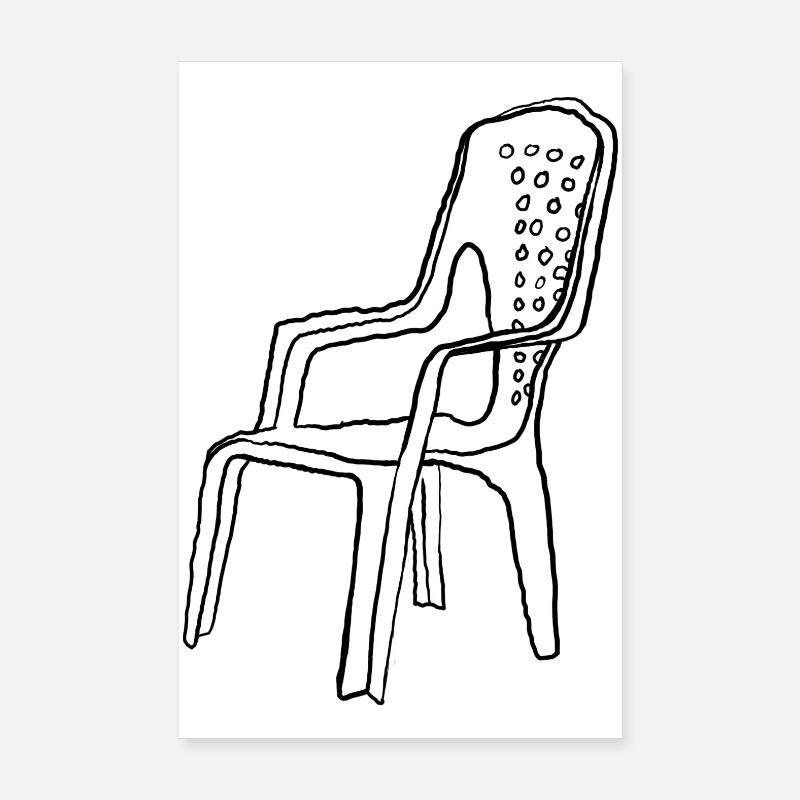 Monoblock Minimalist Doodle Stuhl Illustration - Poster 20x30 cm - Weiß