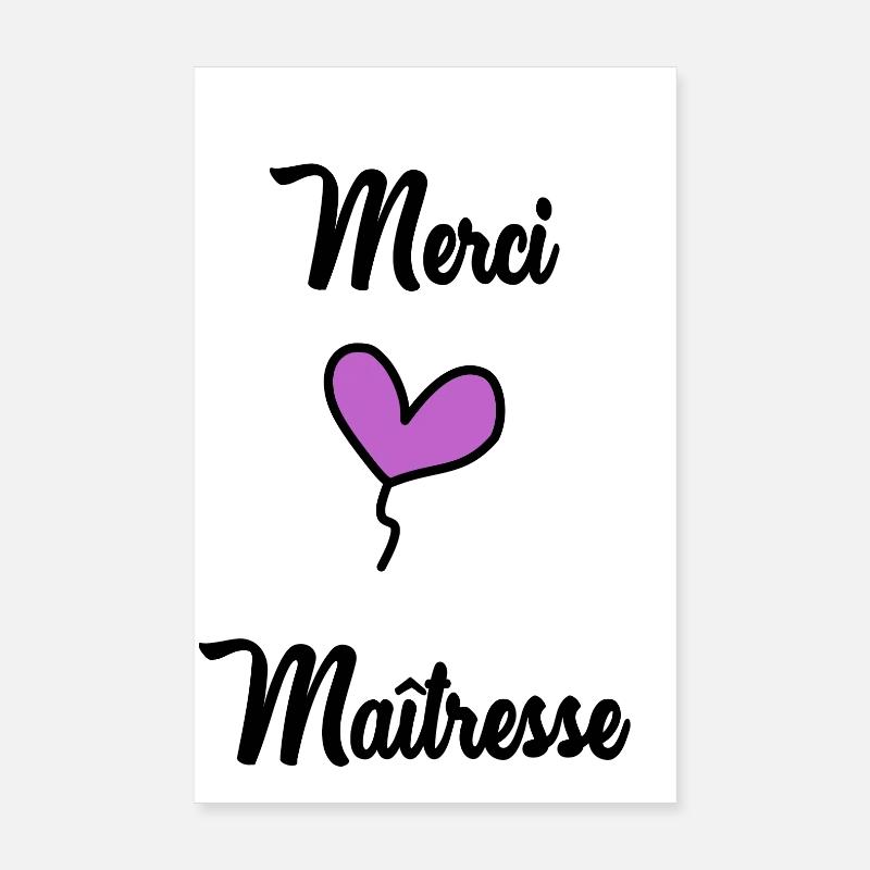 MERCI MAÎTRESSE - Poster 20 x 30 cm - blanc