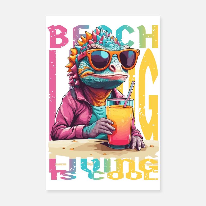 Caméléon sur la plage Poster 20 x 30 cm