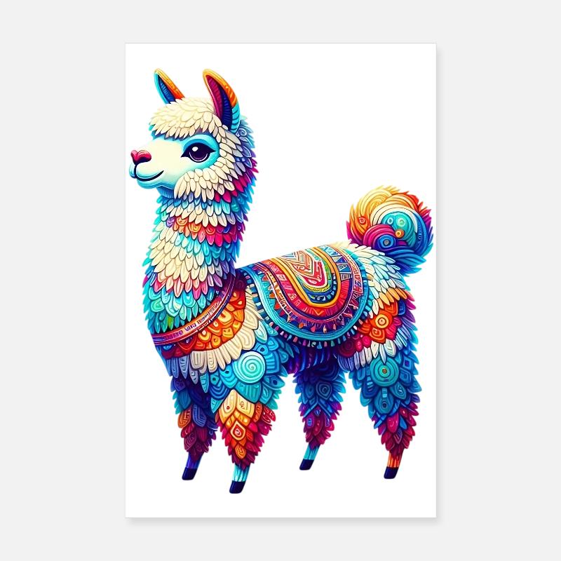 Alpaka - Poster 20x30 cm - Weiß