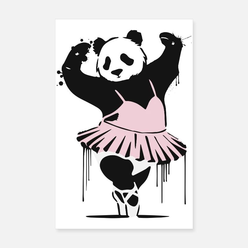 Unique dancing panda in pink ballet dress Poster 8" x 12" (20x30 cm)