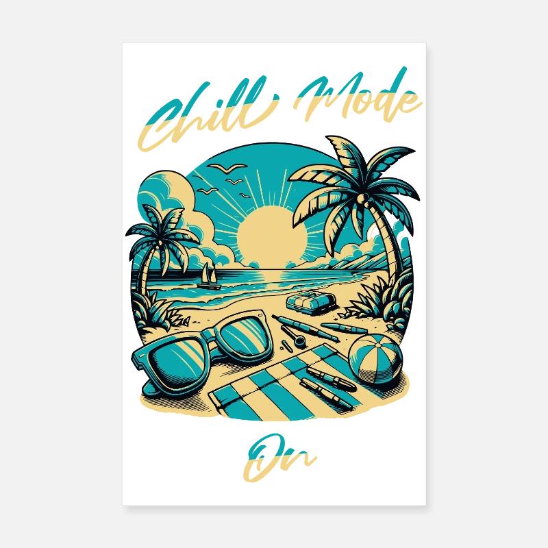 Strandsonne Chill Mode Design - Poster 20x30 cm - Weiß