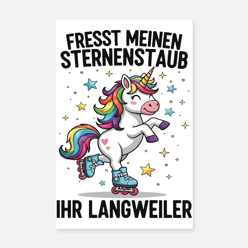 Rollschuh Einhorn Poster 20x30 cm